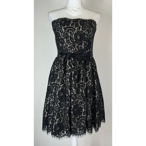 Robert Rodriguez Neiman Marcus Target Black Lace Strapless Cocktail Dress Size 6 - Picture 3 of 14